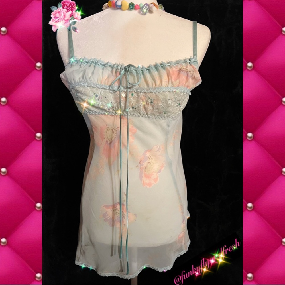 Vintage Victoria’s Secret rare fairy babydoll slip pastel floral 100% silk sz M